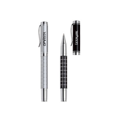 Grid Barrel Rollerball Metal Pen